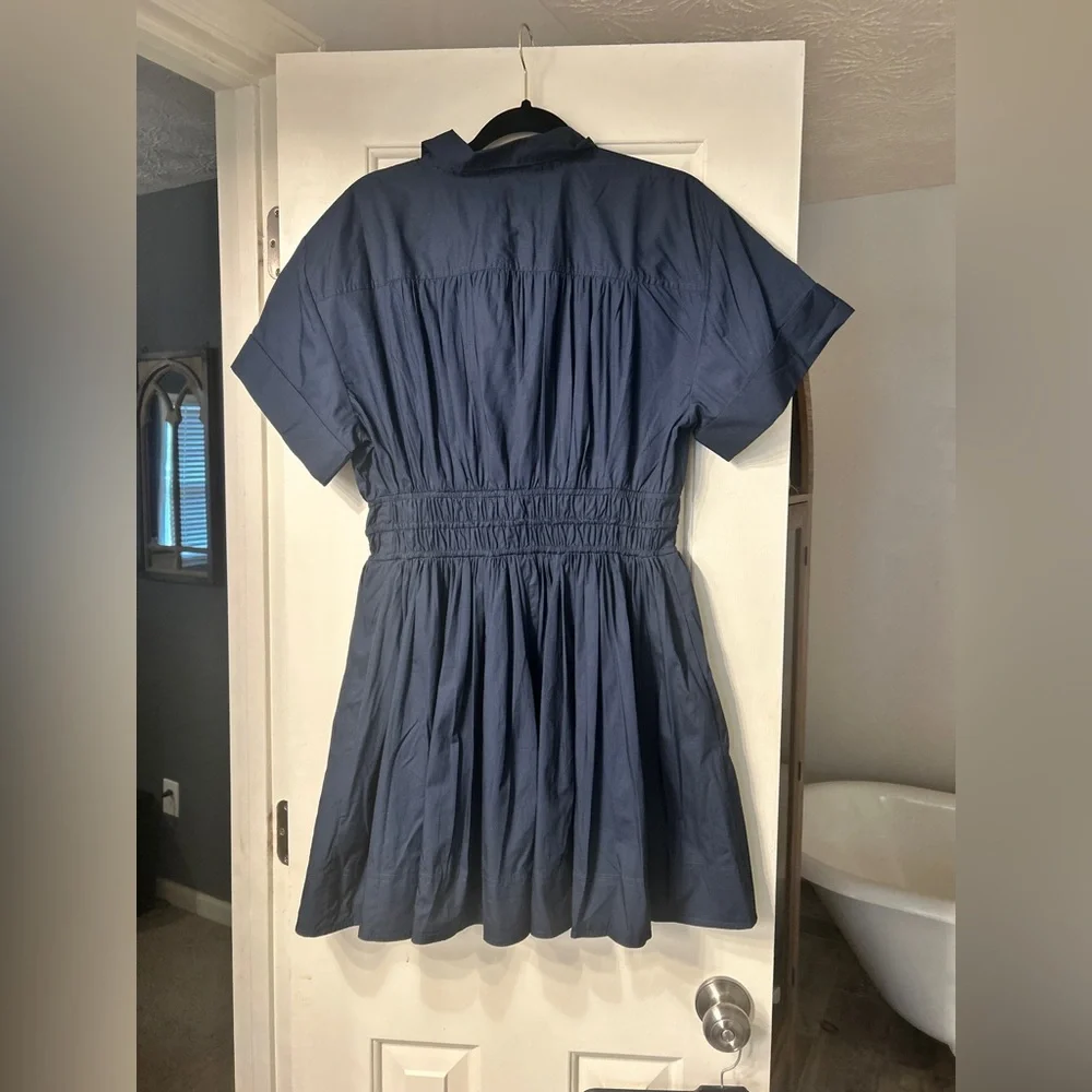 J.Crew Elena Mini Shirtdress Cotton Poplin Navy Blue Size 10 NWT - Picture 8 of 12